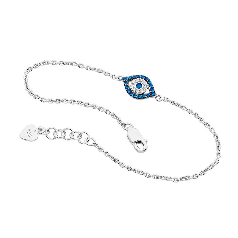 Sterling Silver Cubic Zirconia Evil Eye Bracelet
