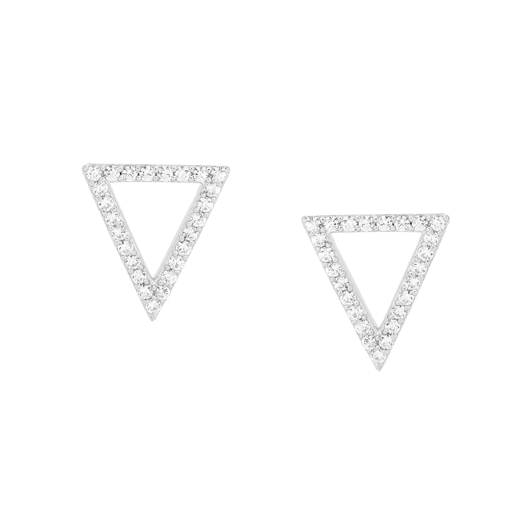 Sterling Silver Cubic Zirconia Triangle Earrings