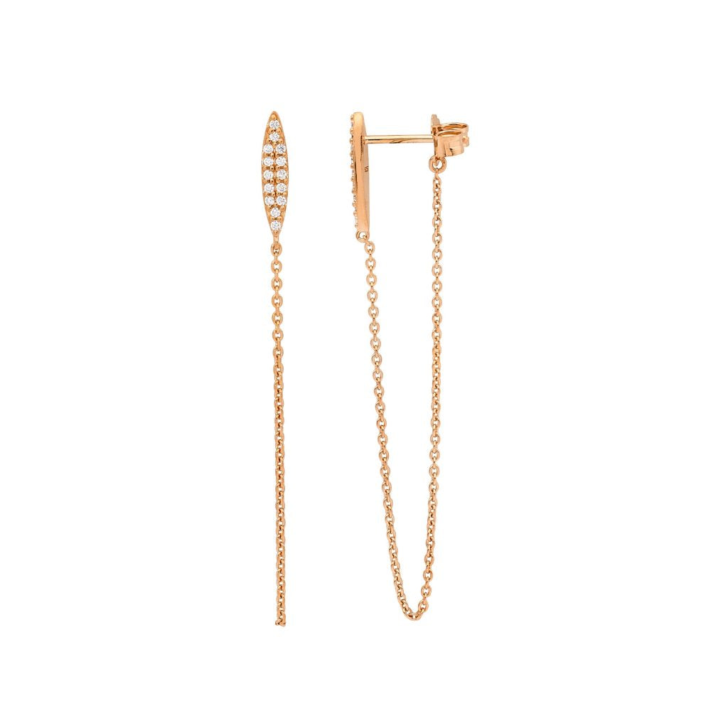 Sterling Silver Rose Gold Plate Cubic Zirconia Earrings