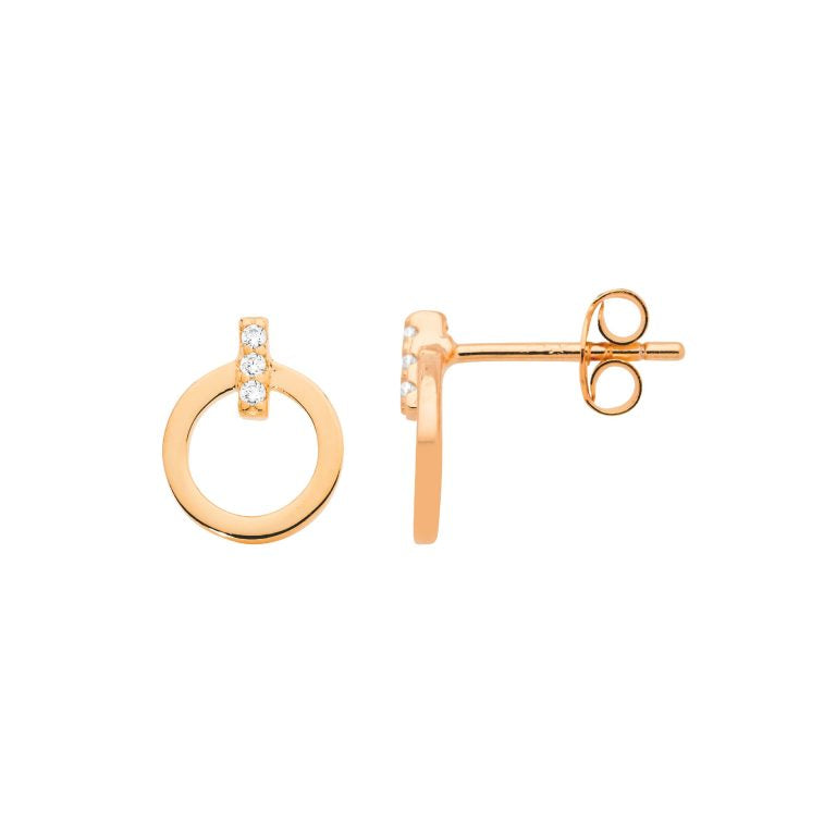 Sterling Silver Rose Gold Plate Cubic Zirconia Earrings
