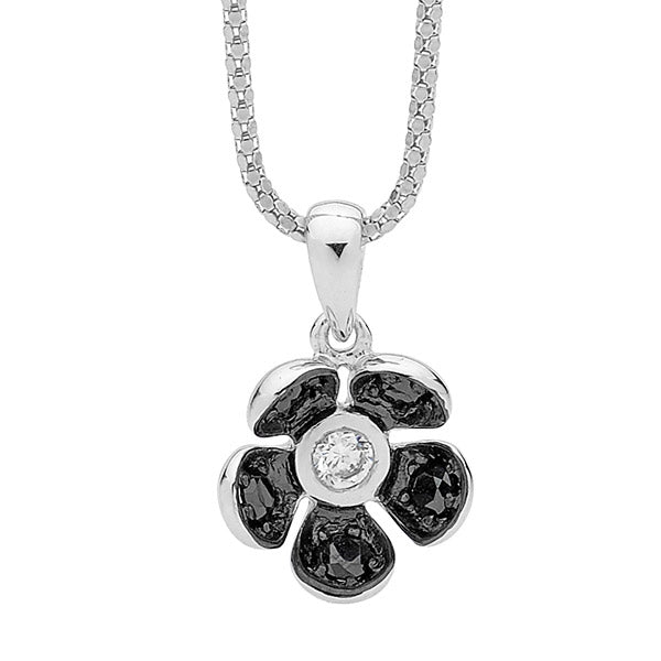 Sterling Silver Cubic Zirconia Flower Necklace