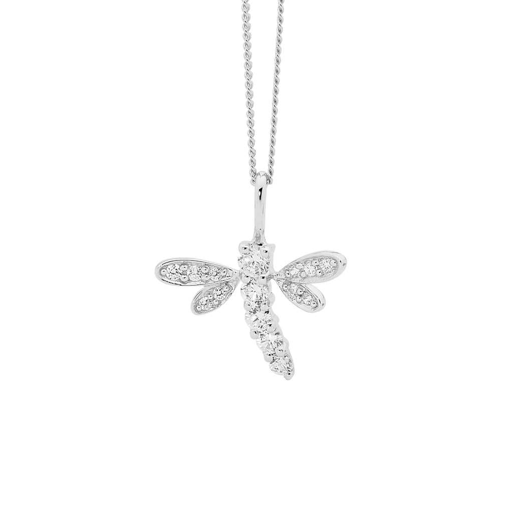 Sterling Silver Dragonfly Pendant with Cubic Zirconia