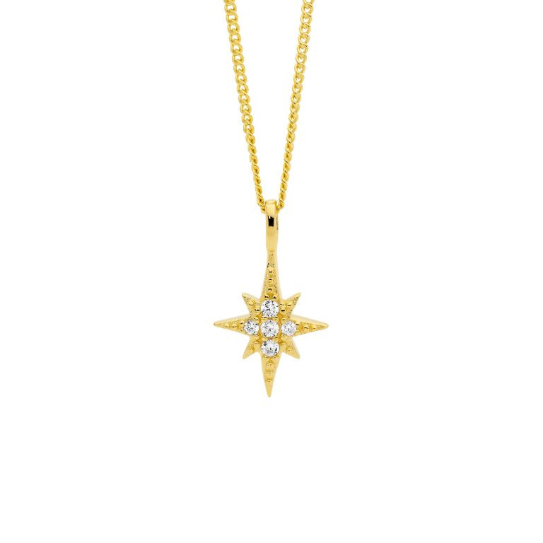 Sterling Silver Cubic Zirconia Gold Plate Necklace