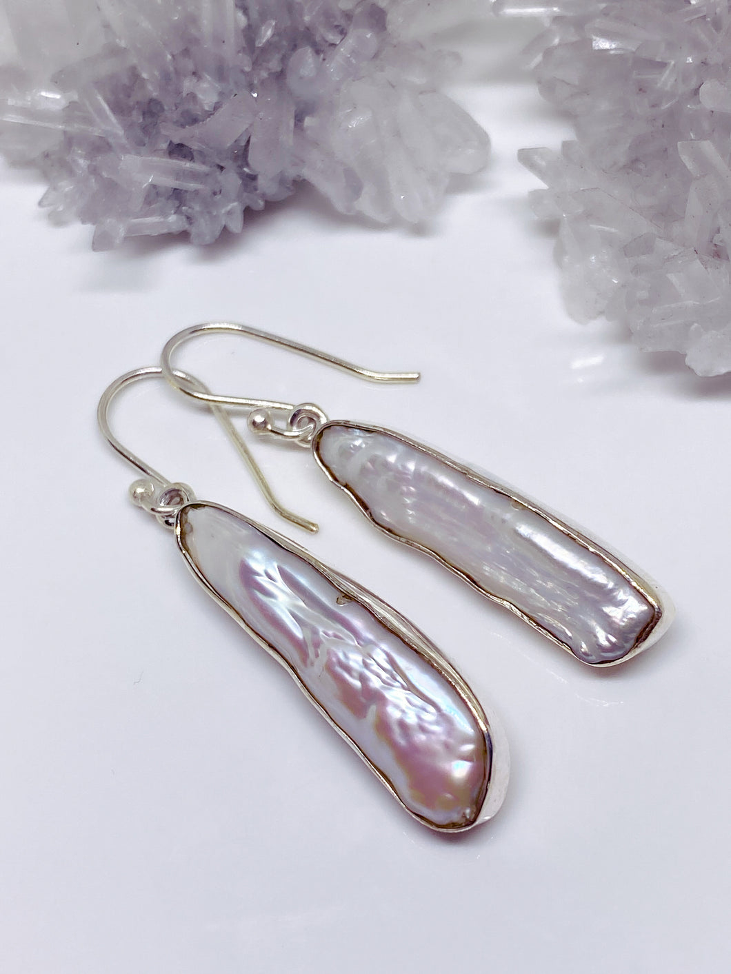 Sterling Silver Keshi Pearl Drop Earrings