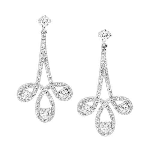 Sterling Silver Chandelier Earrings with Cubic Zirconia