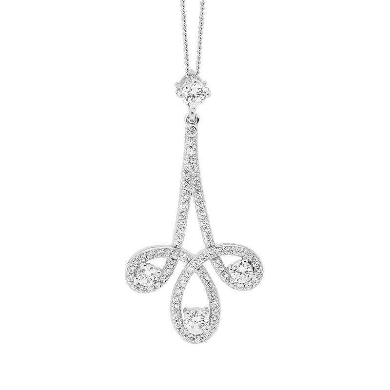 Sterling Silver Chandelier Pendant with Cubic Zirconia