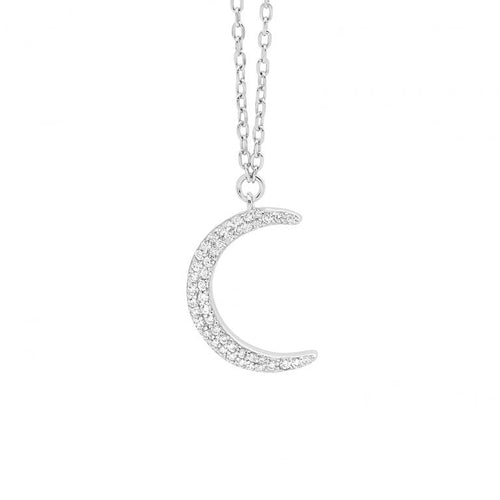 Sterling Silver Cubic Zirconia Moon Necklace