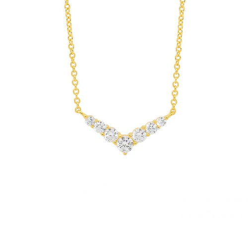 Sterling Silver Gold Plate Cubic Zirconia Necklace