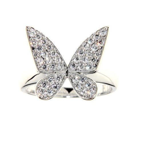 Sterling Silver Cubic Zirconia Butterfly Ring