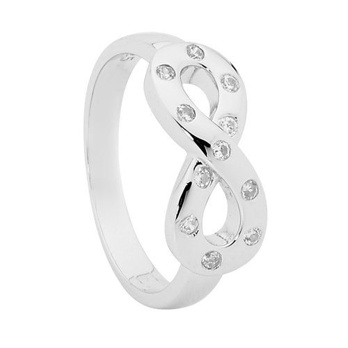 Sterling Silver Infinity Ring With Cubic Zirconias