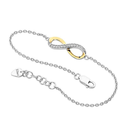 Sterling Silver Infinity Bracelet With Yellow Gold Plate & Cubic Zirconia