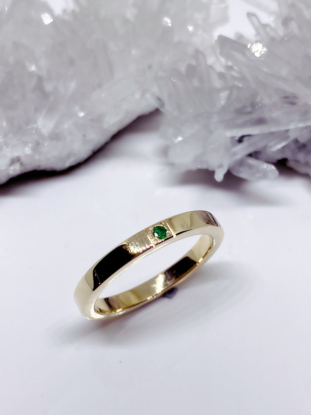 Colombian Emerald Stacker Ring in 9ct Yellow Gold