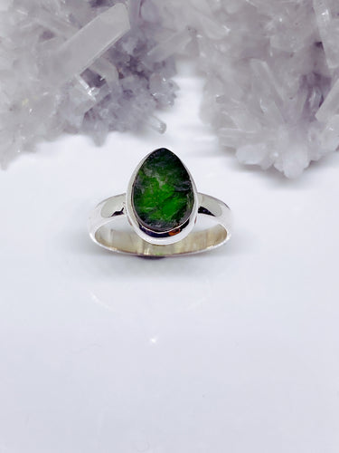 Rough Green Tourmaline Ring - Sterling Silver