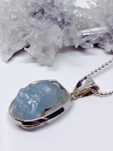 Rough Aquamarine Pendant - Sterling Silver with Chain