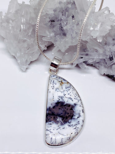 Dendritic Agate Pendant - Sterling Silver with Chain