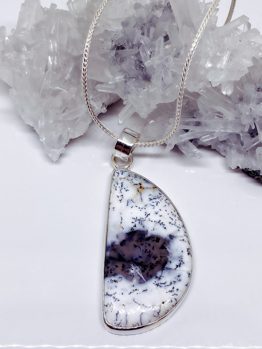 Dendritic Agate Pendant - Sterling Silver with Chain