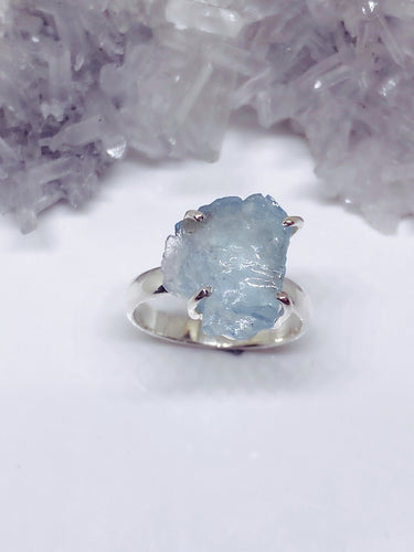 Rough Aquamarine Ring - Sterling Silver
