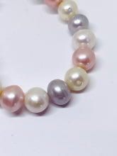 Large Multicolour Freshwater Pearl Strand - Sterling Silver Magnetic Clasp