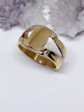 Solid 9ct Yellow & White Gold Signet Ring- Handmade, One Of A Kind