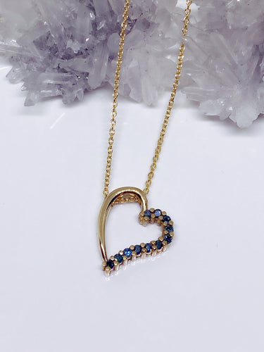 Genuine Blue Diamond Slider Pendant & Chain- 9ct Yellow Gold