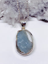Rough Aquamarine Pendant - Sterling Silver with Chain