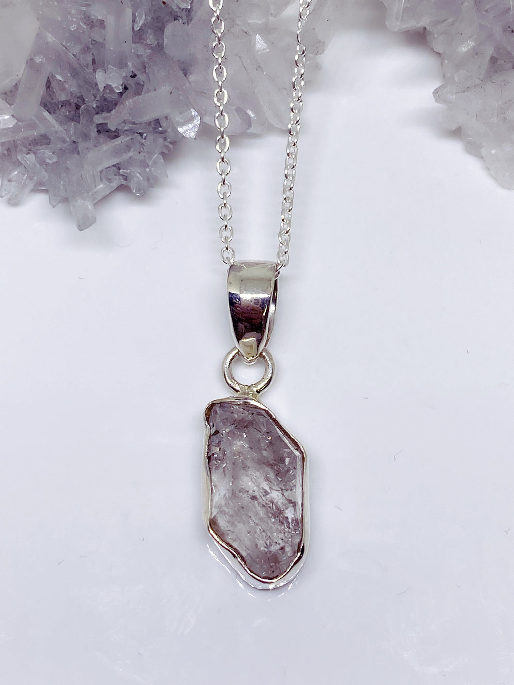 Herkimer Diamond Quartz Pendant & Chain - Sterling Silver