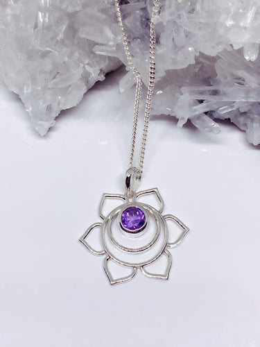 Amethyst Pendant - Sterling Silver with Chain