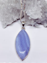 Blue Lace Agate Pendant - Sterling Silver with Chain