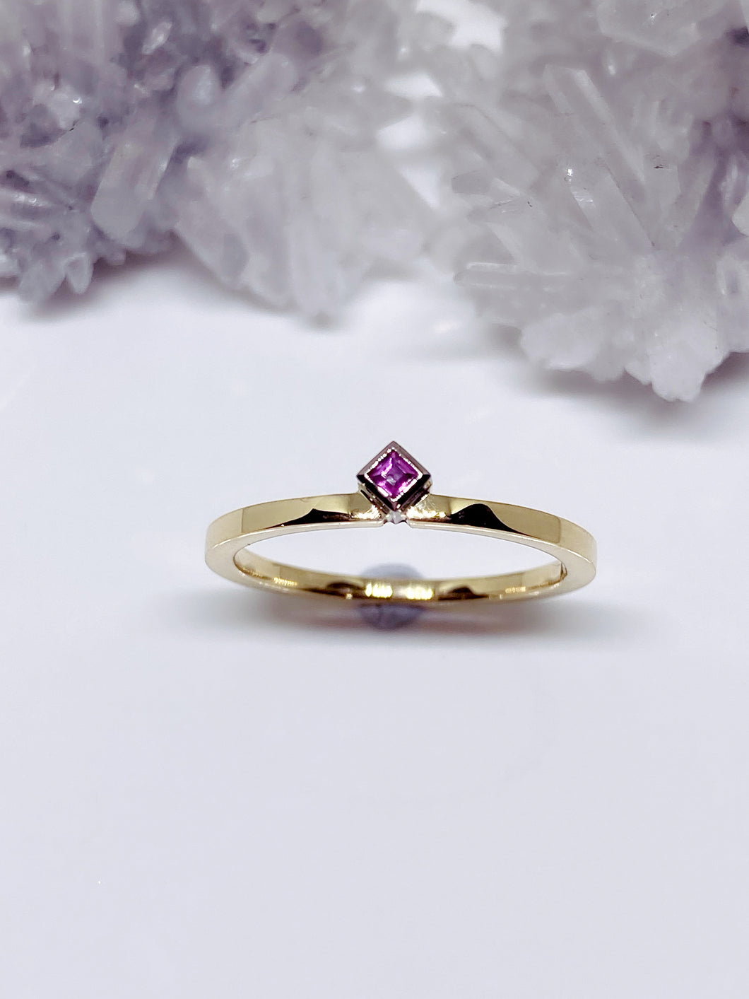 Natural Ruby Stacker Ring- 18ct Yellow & White Gold