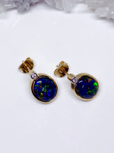 Opal Triplet & Diamond Stud Earrings - 9ct Yellow Gold