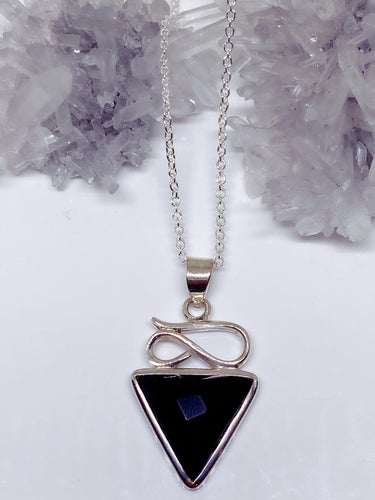Black Onyx Pendant & Chain - Sterling Silver