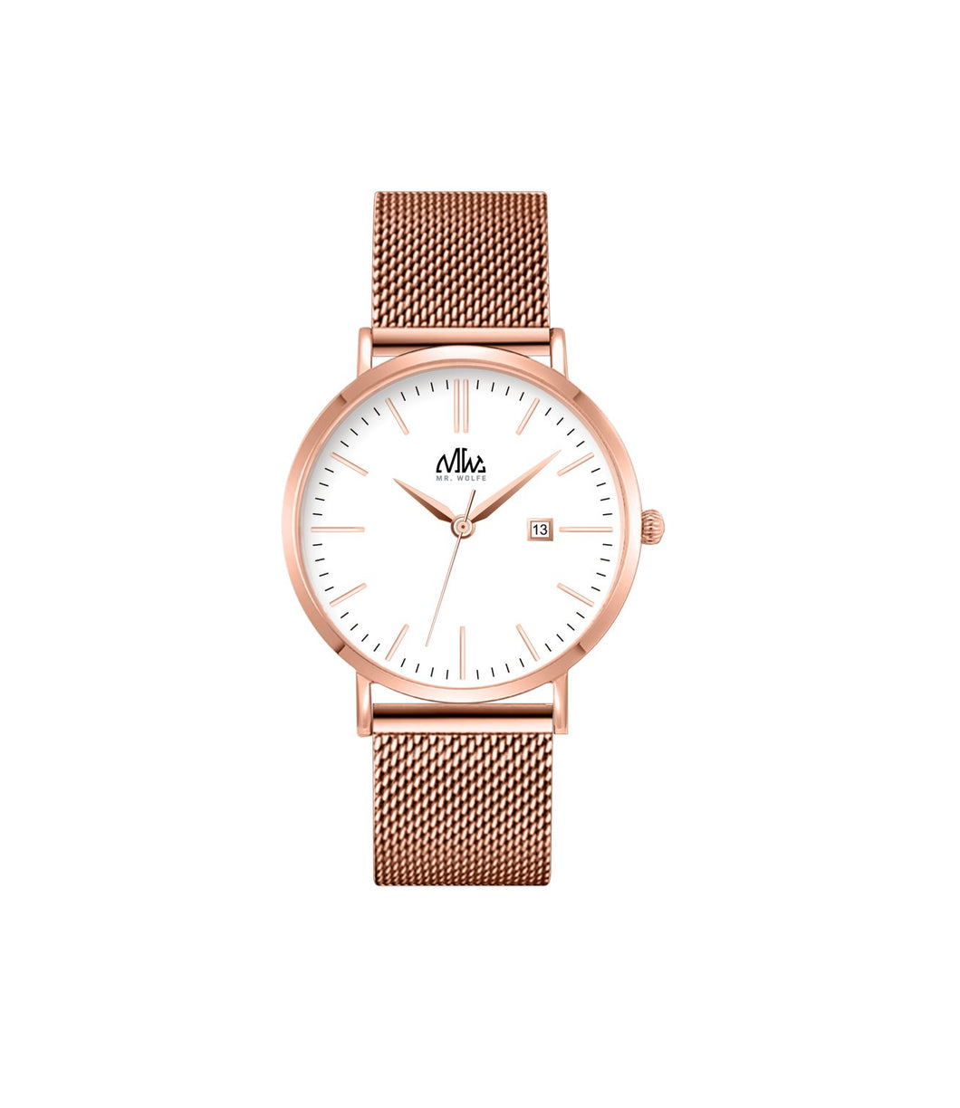 Mr. Wolfe Lisa White Rose Gold Mesh