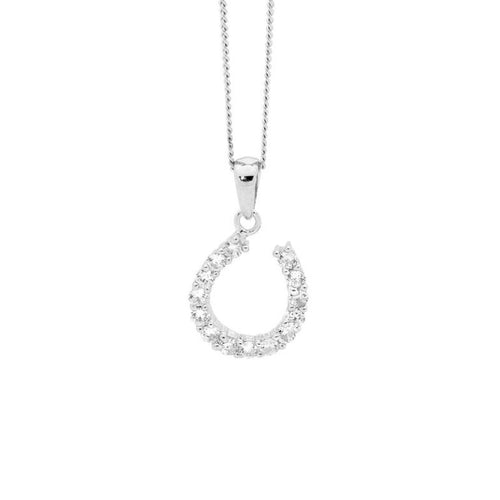 Sterling Silver Cubic Zirconia Small Horseshoe Pendant
